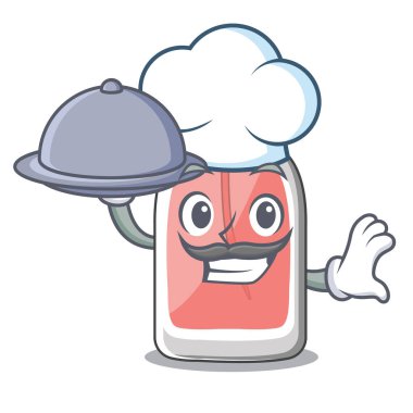 Şef gıda parfüm şişesi üzerinde karakter tablo vektör çizim ile