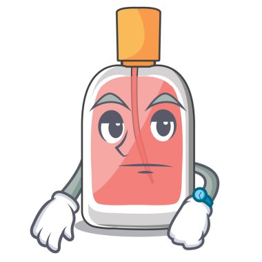 Maskot vektör illüstrasyon izole bekliyor parfüm şişesi