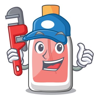 Maskot vektör illüstrasyon izole tesisatçı parfüm şişesi