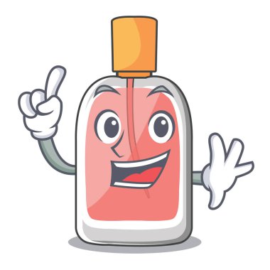 Maskot vektör illüstrasyon izole parmak parfüm şişesi