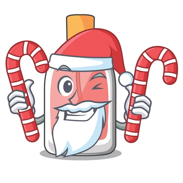 Santa Con Botella Perfume Caramelo Aislado Ilustración Vector Mascota — Vector de stock