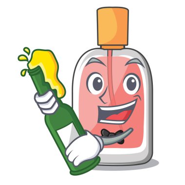 Maskot vektör illüstrasyon izole bira parfüm şişesi ile