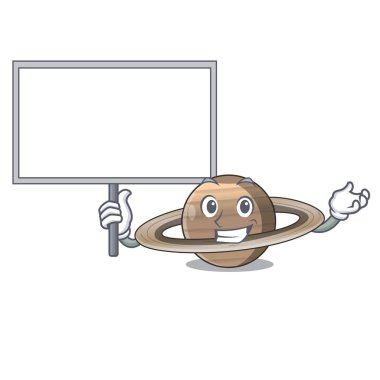 Yönetim Kurulu Pluto getirmek Satürn maskot vetor illüstrasyon ile izole