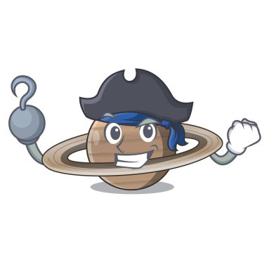 Pluto korsan Satürn maskot vetor illüstrasyon ile izole