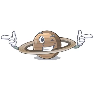 Wink görüntü gezegen Satürn karakter vektör çizim