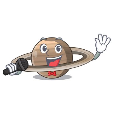 Şarkı gezegen Satürn çizgi film form vektör çizim