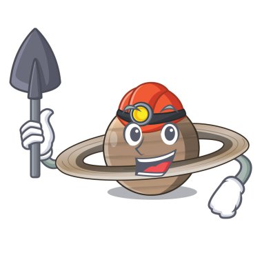 Madenci gezegen Satürn çizgi film form vektör çizim