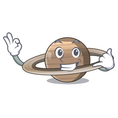 Ara beni gezegen Satürn yukarıda gökyüzü çizgi film vrctor illüstrasyon