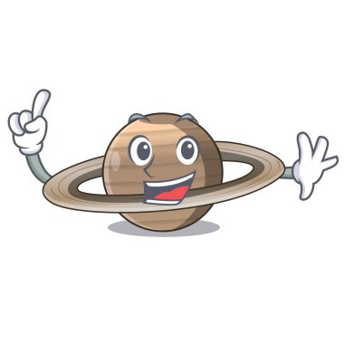 Parmak gezegen Satürn yukarıda gökyüzü çizgi film vrctor illüstrasyon