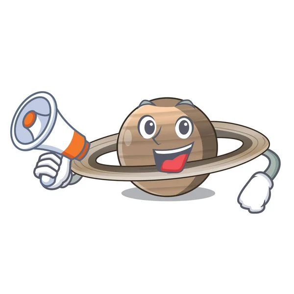 Dengan Saturn Megafon Pluto Terisolasi Dengan Ilustrasi Vektor Maskot - Stok Vektor
