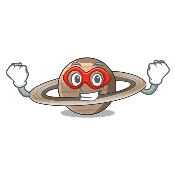 Imagem Super Herói Planeta Saturno Personagem Ilustração Vetorial — Vetor de Stock