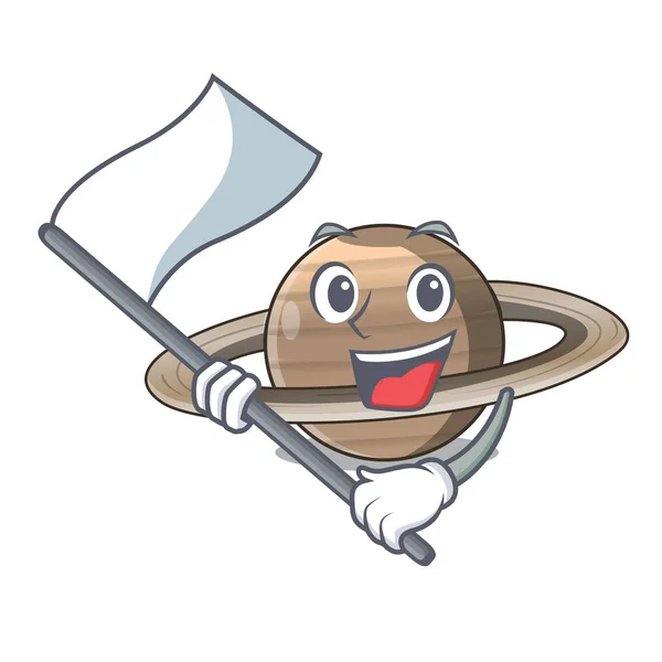 Flaga Planety Saturn Powyżej Ilustracja Niebo Kreskówka Vrctor — Wektor stockowy