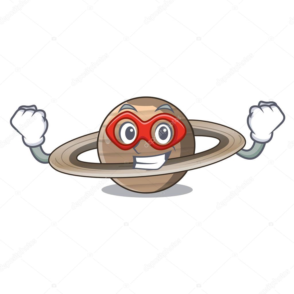 Super hero image of planet saturn in character vector illustration