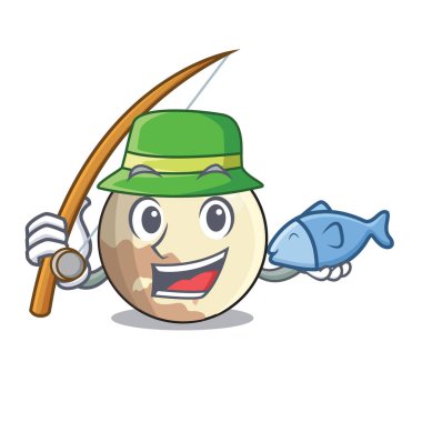 Pluto çizgi film gezegen gökyüzü vektör çizim üzerinde balık tutma