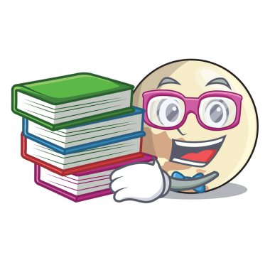 Plüton gezegeni maskot vektör çizim ile izole kitap ile öğrenci