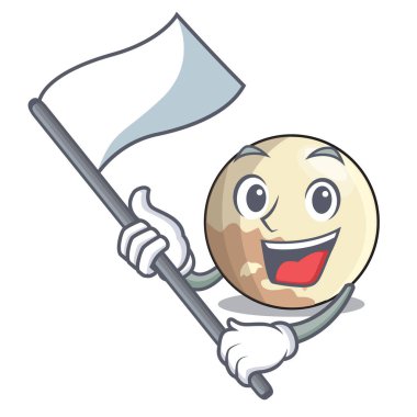 Bayrağı ile Plüton gezegeni maskot vektör çizim ile izole.