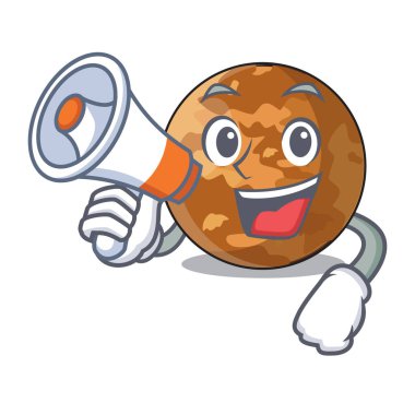 Megafon planet mercury ile yukarıda gökyüzü çizgi film vektör halat