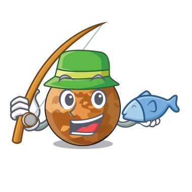 Balık tutma plenet mercury şeklinde karakter vektör illustrastion