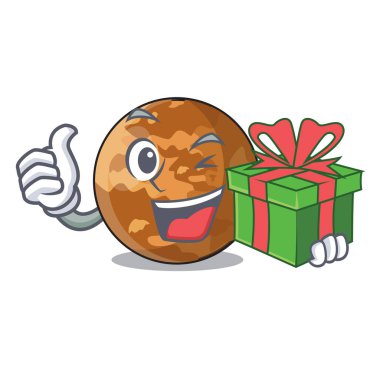 Hediye plenet mercury şekli ile karakter vektör illustrastion