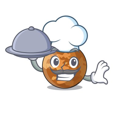 Şef ile gıda plenet mercury şeklinde karakter vektör illustrastion