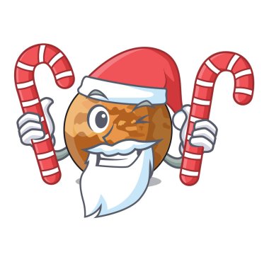 Santa bir maskot vektör illüstrasyon izole şeker plenet mercury ile