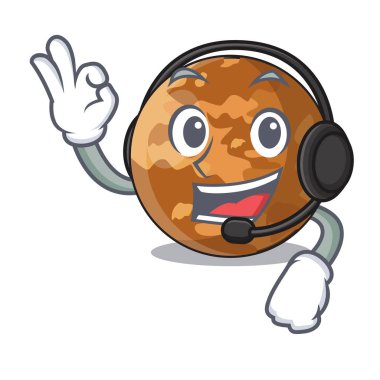Bir maskot vektör illüstrasyon izole kulaklık plenet mercury ile