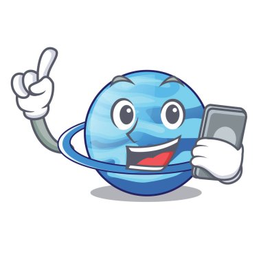 Telefon plenet Uranüs görüntüleri ile karakter formu vektör çizim