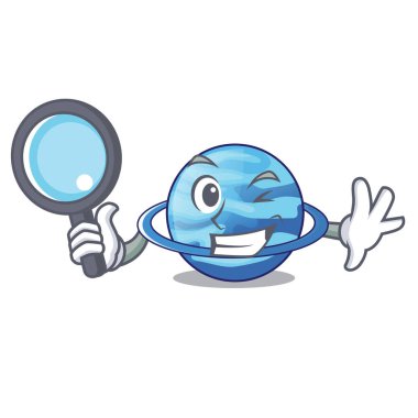 Dedektif uranius plenet maskotu vektör çizim üzerinde izole