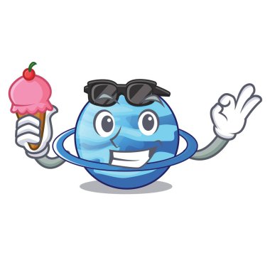 Dondurma ile maskot vektör çizim üzerinde uranius plenet izole