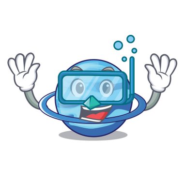 Dalış uranius plenet maskotu vektör çizim üzerinde izole