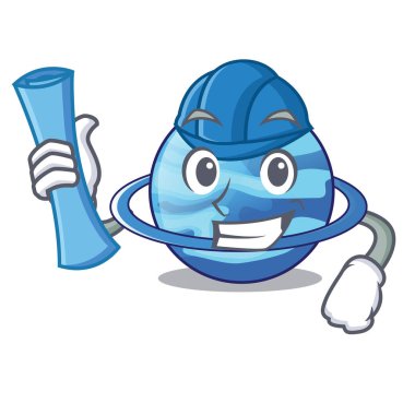 Mimar uranius plenet maskotu vektör çizim üzerinde izole