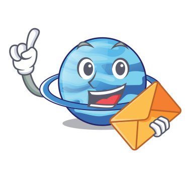 Zarf uranius ile plenet maskotu vektör çizim üzerinde izole