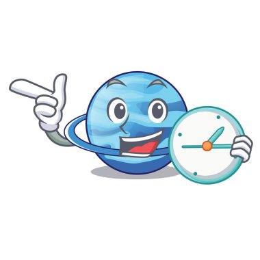 Saatiyle maskot vektör çizim üzerinde uranius plenet izole