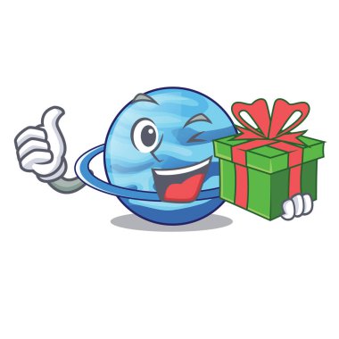 Hediye gezegen Uranüs çizgi film form vektör çizim içinde