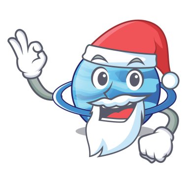 Santa plenet Uranüs yukarıda gökyüzü çizgi film vektör çizim