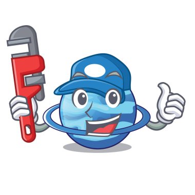 Tesisatçı plenet Uranüs yukarıda gökyüzü çizgi film vektör çizim