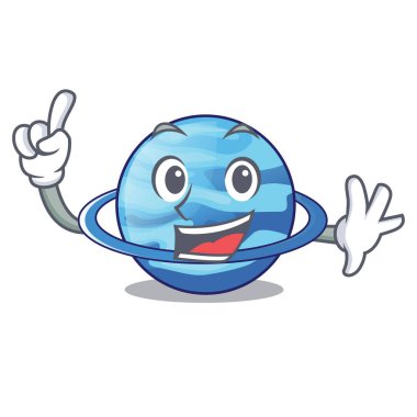 Parmak plenet Uranüs yukarıda gökyüzü çizgi film vektör çizim