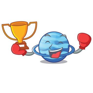 Kazanan plenet boks Uranüs yukarıda gökyüzü çizgi film illüstrasyon vektör