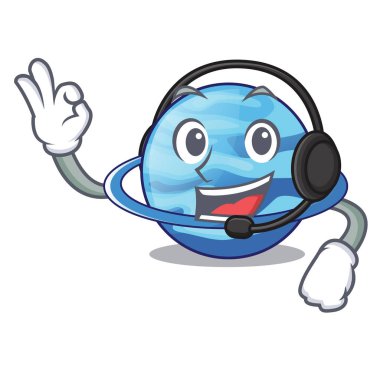 Kulaklık plenet ile Uranüs yukarıda gökyüzü çizgi film illüstrasyon vektör