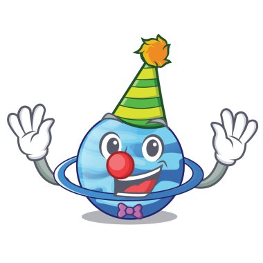 Palyaço plenet Uranüs yukarıda gökyüzü çizgi film vektör çizim