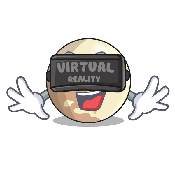 Virtual Reality Pluto Cartoon Planet Über Dem Himmelsvektor Illustration — Stockvektor