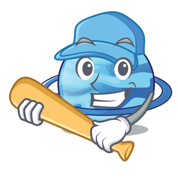 Jouer Baseball Plénet Uranus Images Sous Forme Personnage Illustration Vectorielle — Image vectorielle