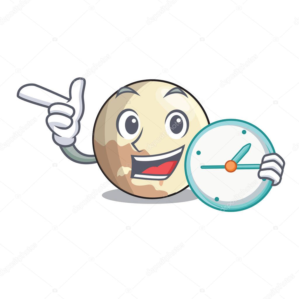 With clock image of planet pluto in character vector, illustration
