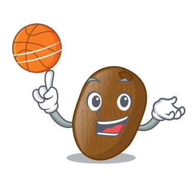 Şeklin çizgi film vektör çizim ile basketbol Kivi dilimleri