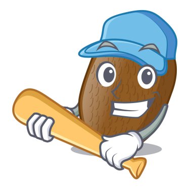 Şeklin çizgi film vektör çizim beyzbol Kivi dilimleri oynayan