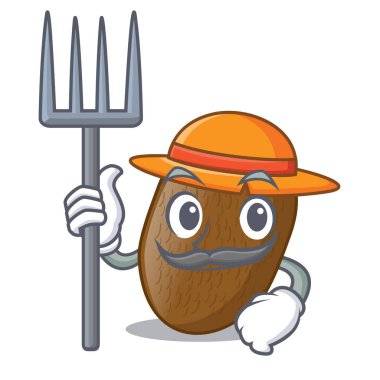 Çiftçi Kivi dilimleri şekil karikatür illüstrasyon vektör