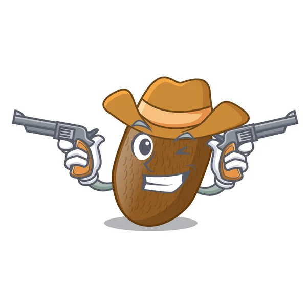 Cowboy Kiwifruchtscheiben Der Form Cartoon Vektor Illustration — Stockvektor