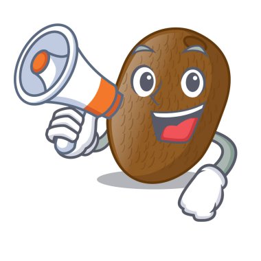 Şeklin çizgi film vektör çizim megafon Kivi dilimleri ile