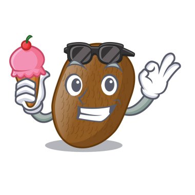 Dondurma kivi ile karakter ahşap vektör çizim tablosu üzerinde