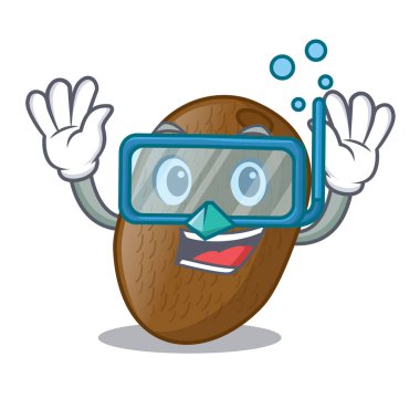 Karakter ahşap vektör çizim tablosu üzerinde dalış kivi